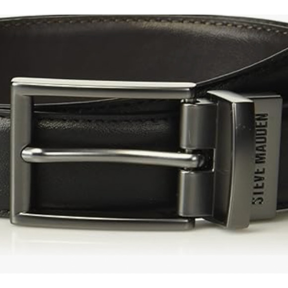 Steve Madden Leather Men's Belt - Black/Brown (Size 48) Casual Dress Minimal NWT - Picture 1 of 4